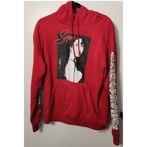 Selena Official Merchandise Women's L Red Graphic Hoodie Drawstring Pocket Music